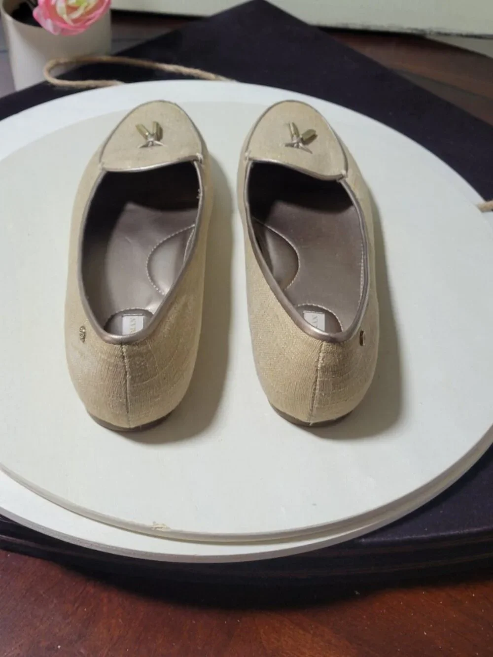 Dana Buchman Gold Fabric Dress Loafers [Item # SF01]